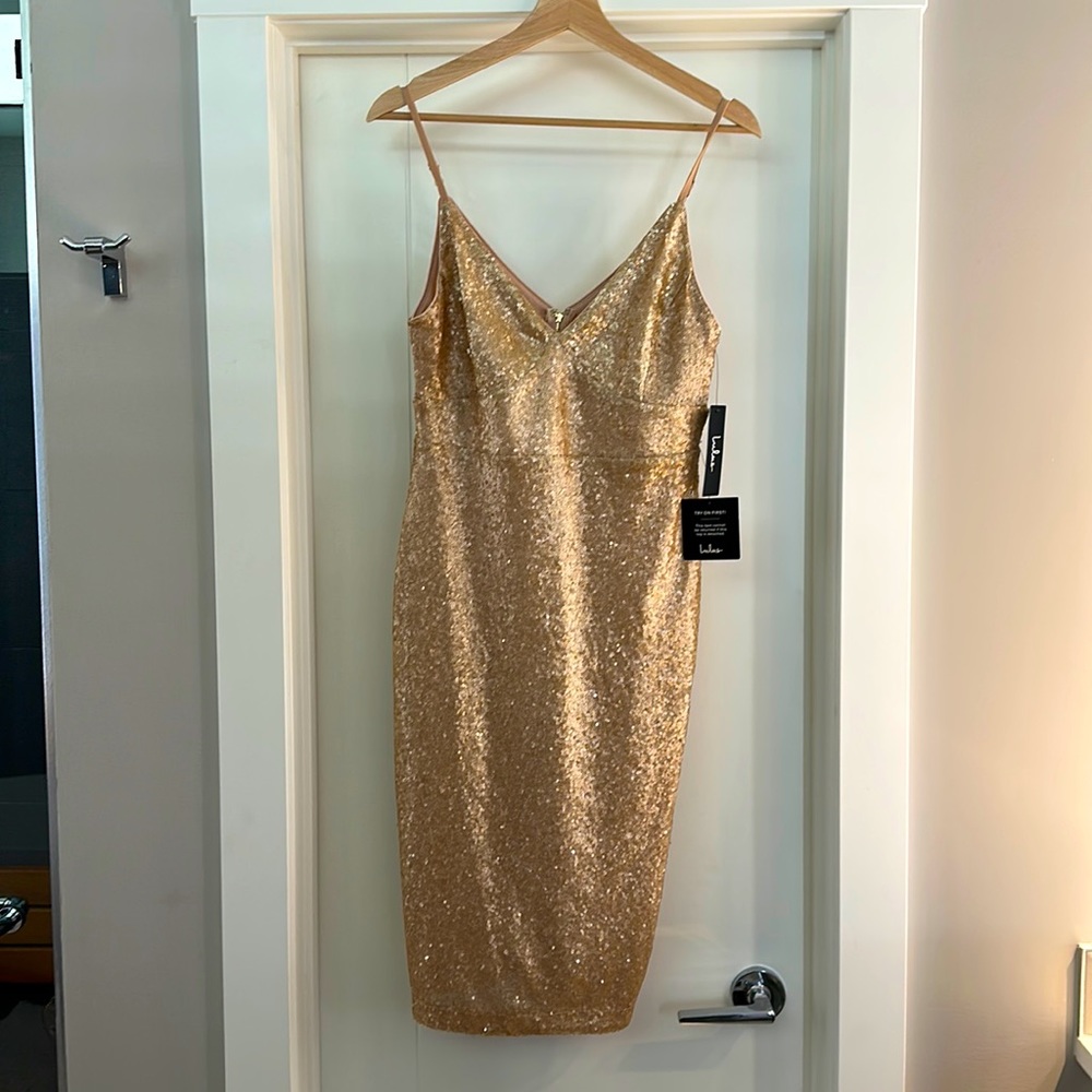 Champagne Sequin Cocktail Dress